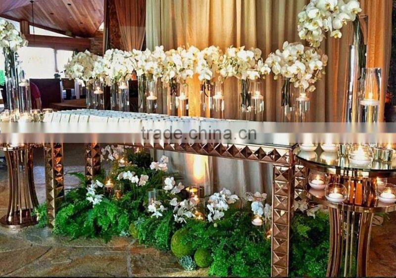 rose gold stainless steel wedding high table square banqet stand up table