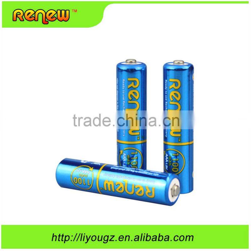 RENEW brand Ready-To-Use NiMH 1100mAh AAA Rechargeable Batteries, 8 Pack
