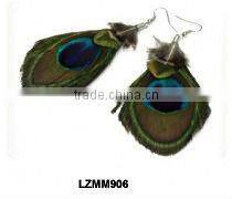 Vintage Dangle Peacock Feather Earrings LZMM18
