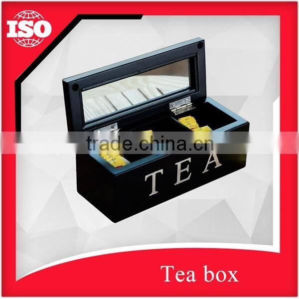 High-end dark wood tea display box with glossy surface