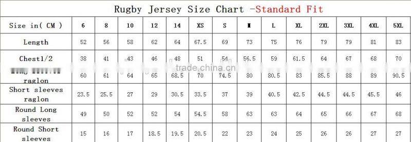 High quality sportswear custom rugby shirts