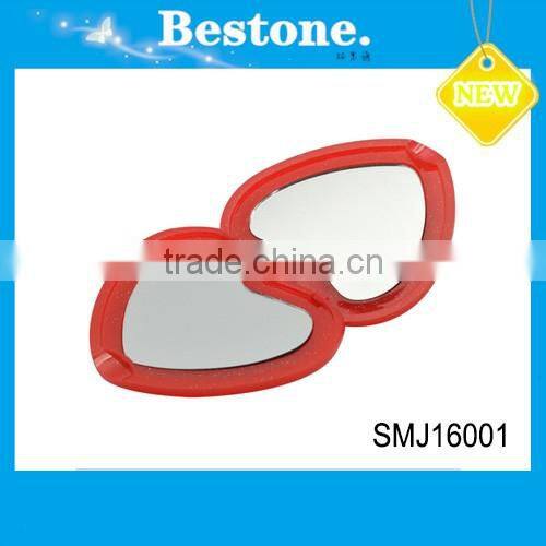 Factory directly heart shape plastic folding pocket mirror