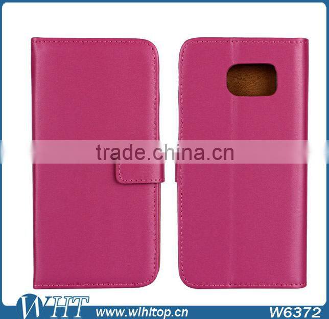 Genuine Leather Booklet Case for Samsung Galaxy S6 with Stand Card Holder