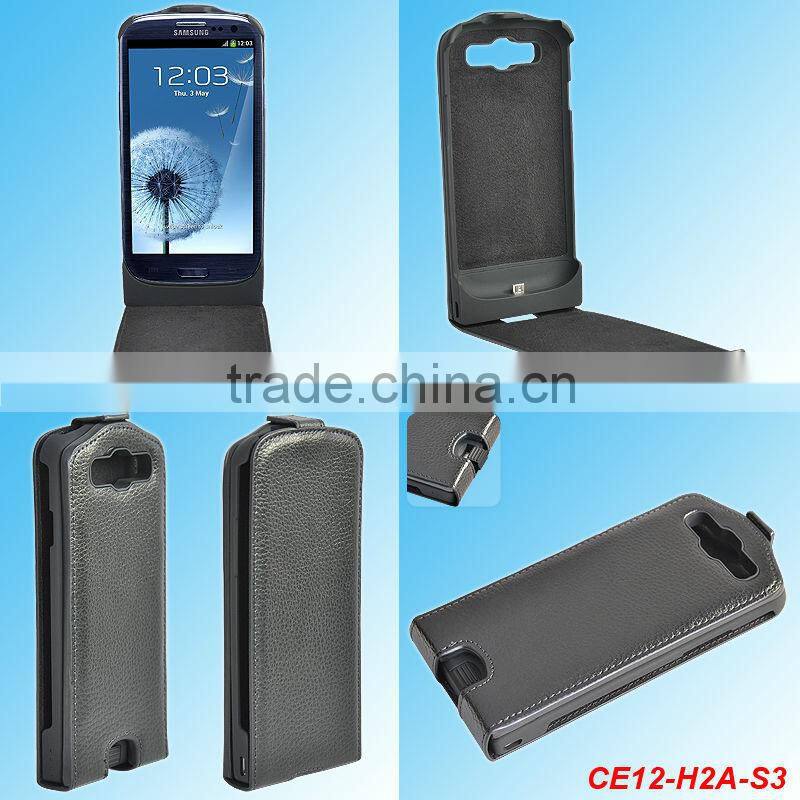 2100 MAH leather battery case for samsung i9300