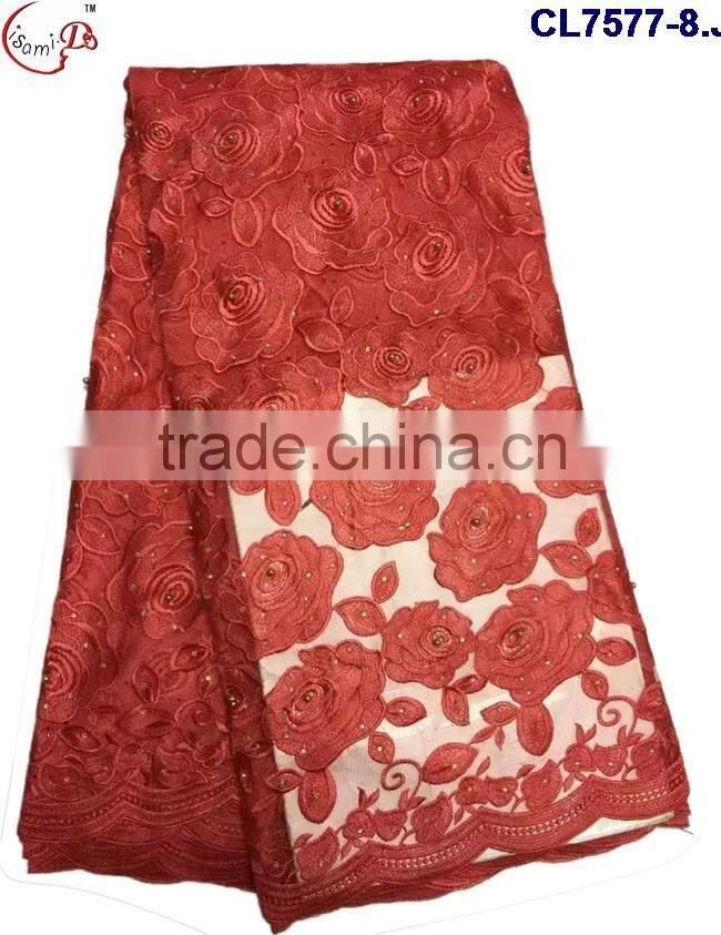CL7577 2016 Chowleedee High quality Top Fashion Latest Design beaned lace fabric