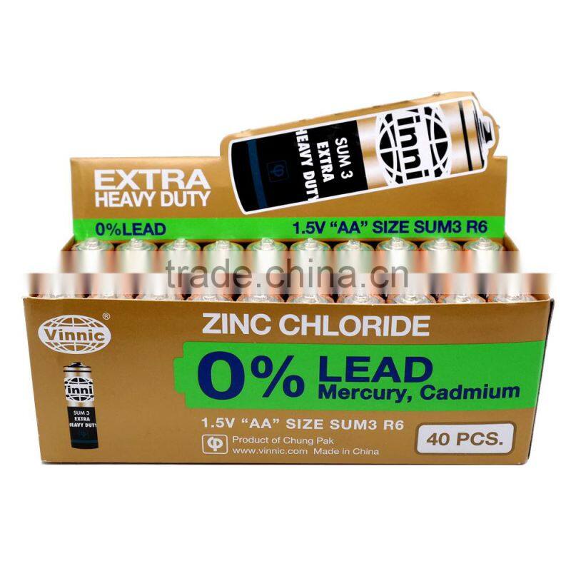 0% Lead Zinc Chloride Dry Battery AA SUM3 battery