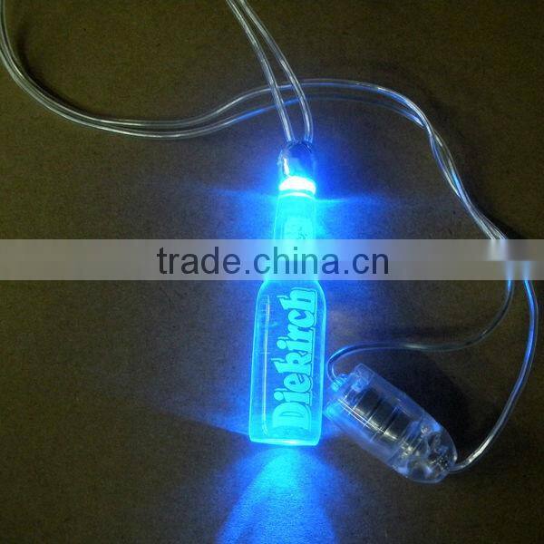 Beer bottle shaped led pedant necklace light