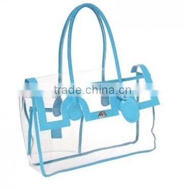 EN 71 plastic clear tote bag lady handbag