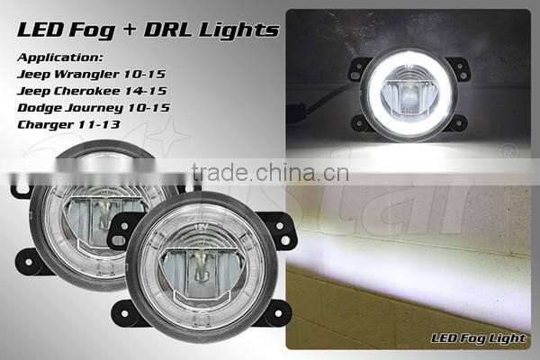 For Jeep wrangler LED Fog lamp with DRL Light for Jeep 4inch Round LED Drving Light for Dodge LED Fog DRL lamp for Jeep Wrangler
