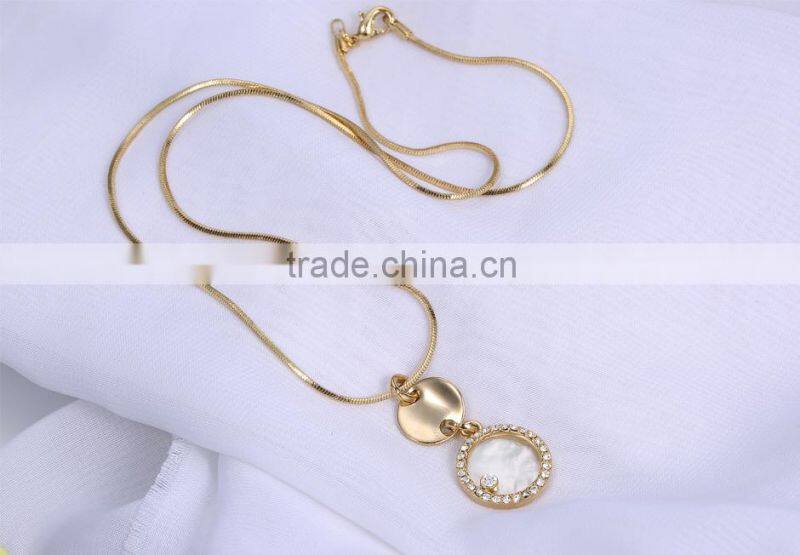 2015 new Korean fashion wild round shell necklace gold plated necklace wholesale pendant necklace for ladies