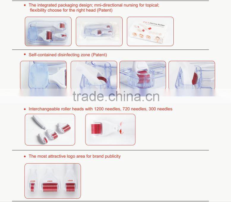 CE and RoHS korea Titanium 300&720 &1200 pins Bionic galvanic Skin nurse wrinkles eliminate derma roller
