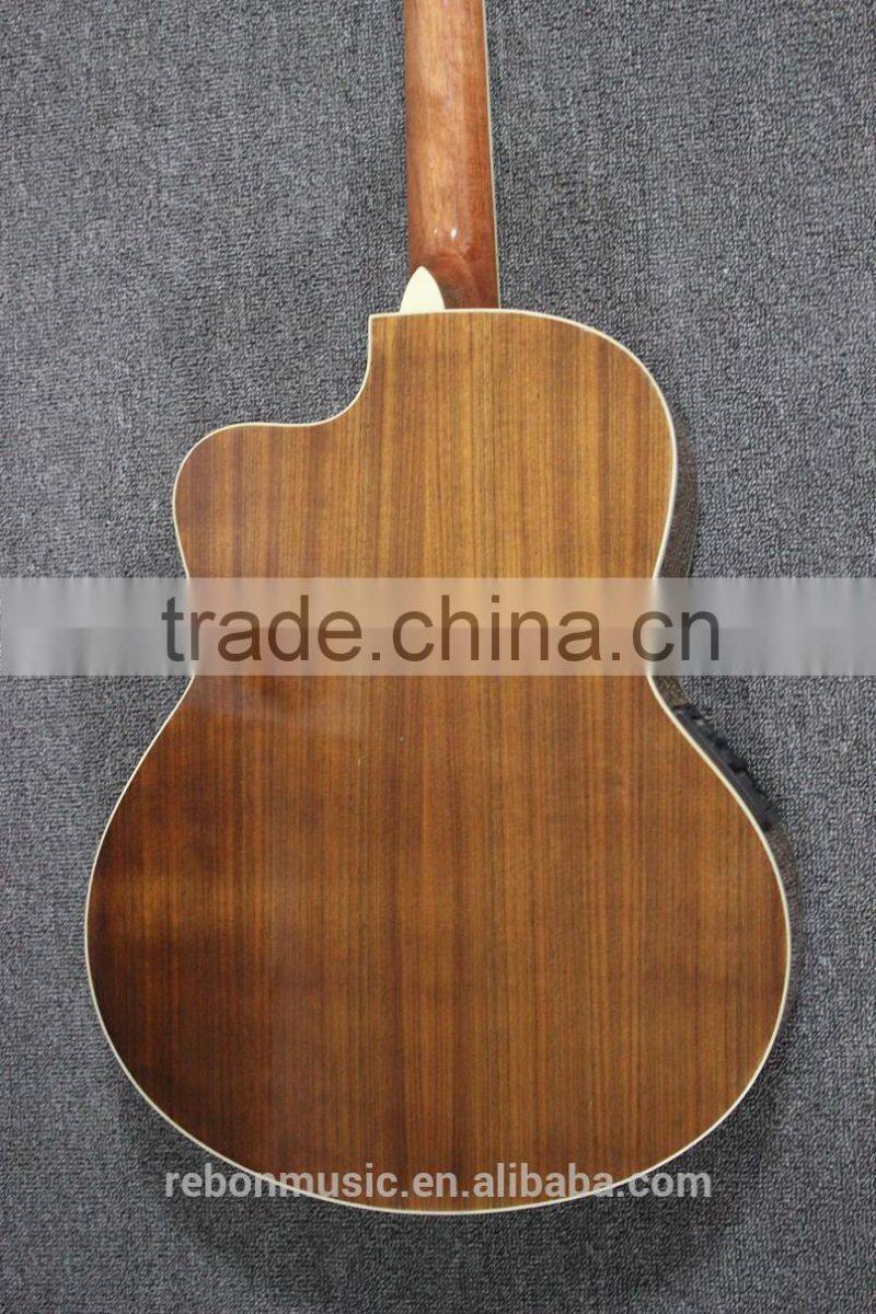 39 size all walnut wood acoustic electric guitar with fishman EQ