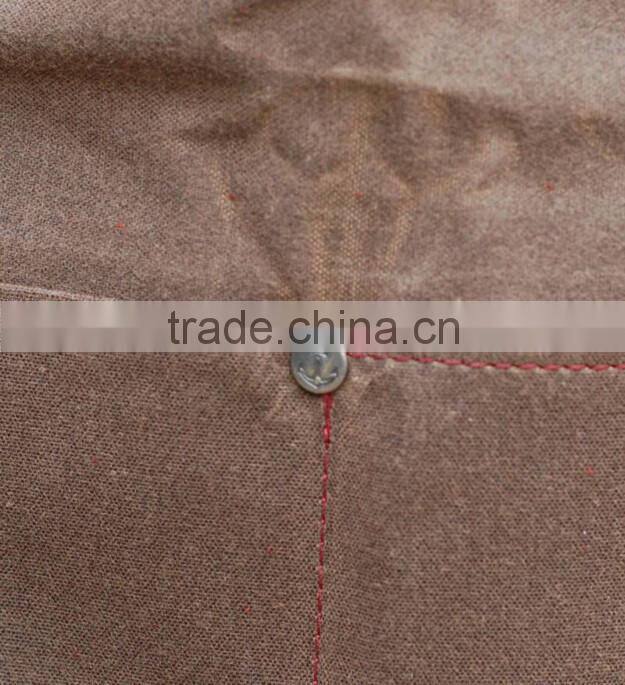 Waxed Canvas Apron With Leather Trim For Work