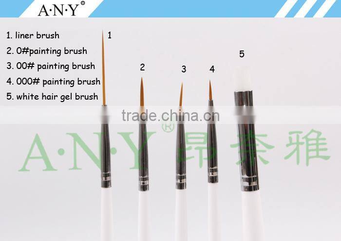 ANY Cheap 5PCS Wood Handle Nail Beauty Nail Brush for Nail Decoration