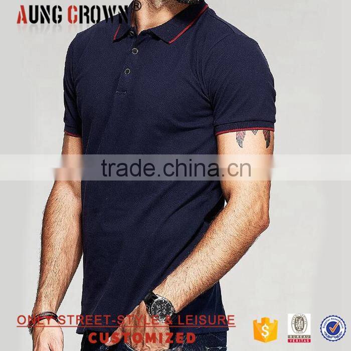 100% Cotton Pique Polo Shirt Custom Fitness Breathable Short Sleeve