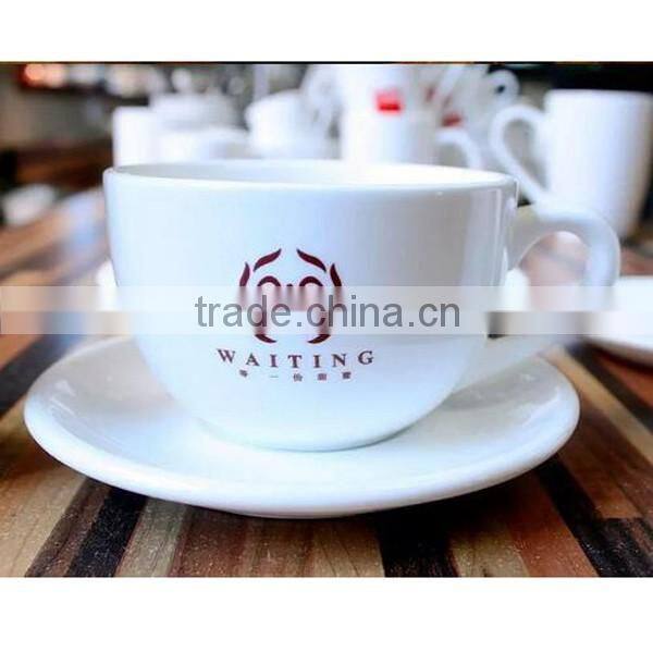Bulk wholesale white custom printed ceramic tea cups and saucers