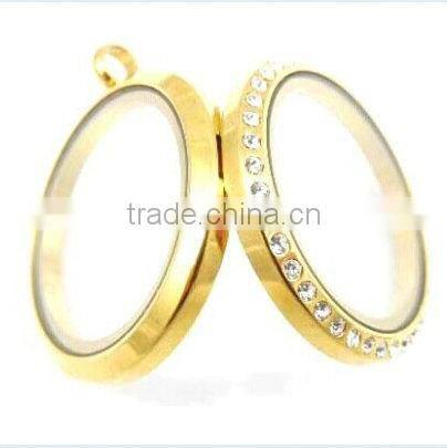 30mm Stainless Steel Locket Pendant Round Glass Floating Lockets