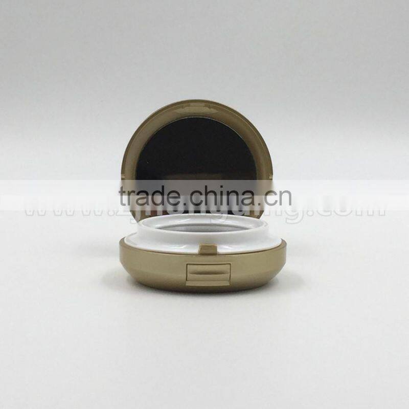 15g Round black compact powder case, double layer cosmetic compact powder box for solid perfume