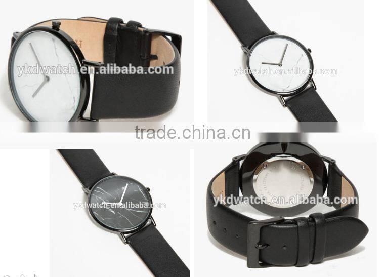 2016 Custom vogue horse marble design steel bezel minimalist watch men with quartz movement