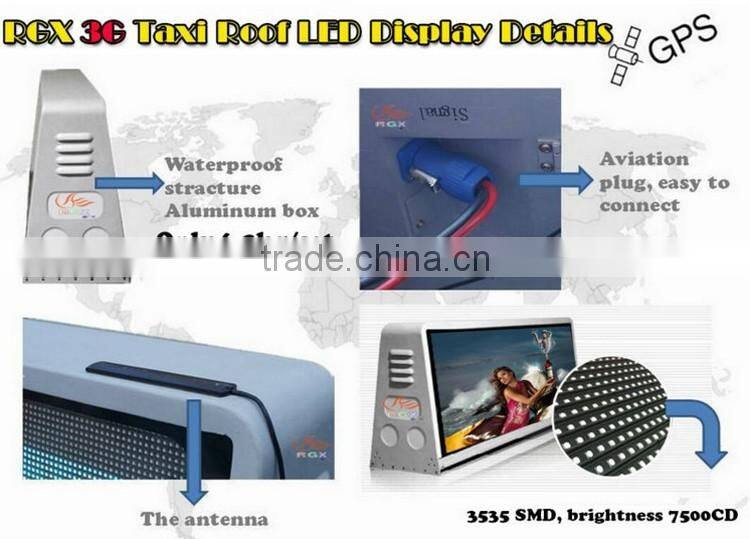 Best price and high quality P6 outdoor waterproof scrolling taxi roof sign with multi-language