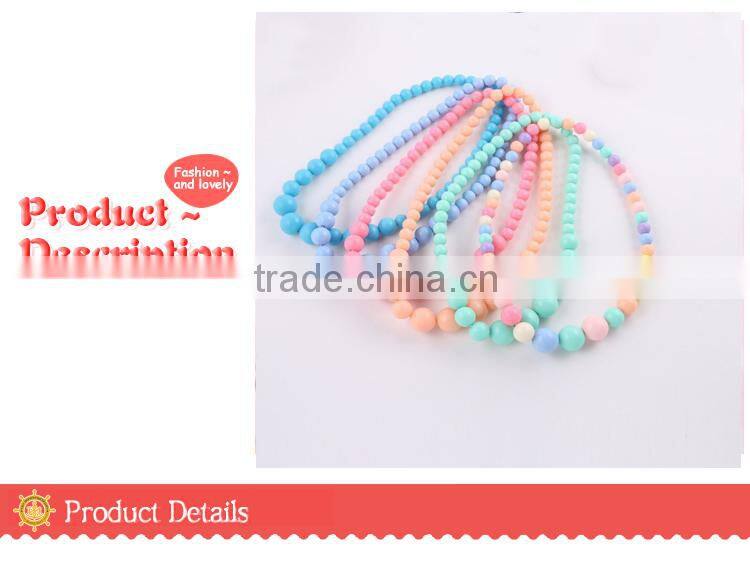 2015 hot sale candy colors pearl necklaces baby girl infant kids cute Handmade jewelry necklace Fashion jewelry