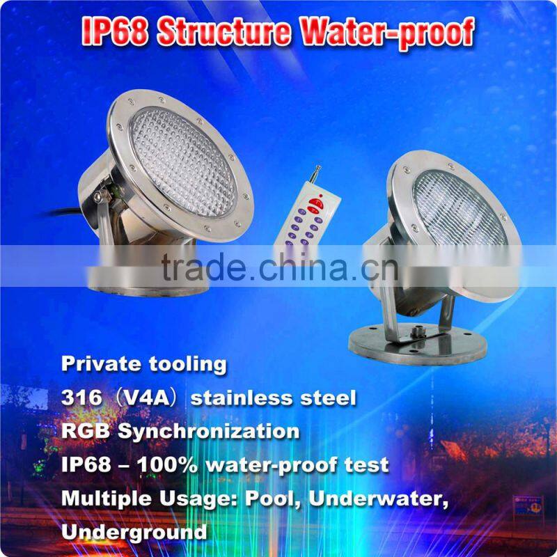 AC/DC 12/24V 18W V4A/#316 S.S. External RGB Remote Control LED Underwater Submersible Lamp IP68 Structural Salt/Sea Waterproof