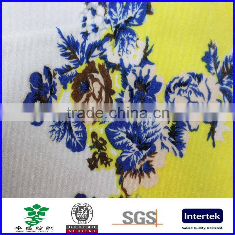 spandex polyester printed velvet fabric