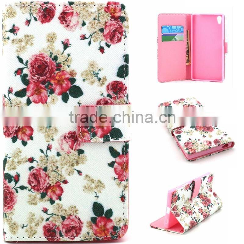 Book Style Color Printing Customed PU Leather Wallet Case For Sony Z5