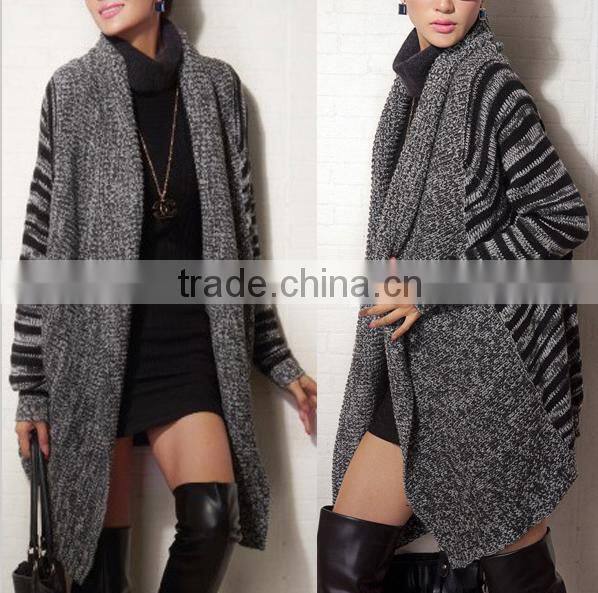 Patchwork Strip Knitted Asymmetric knit poncho wholesale poncho women