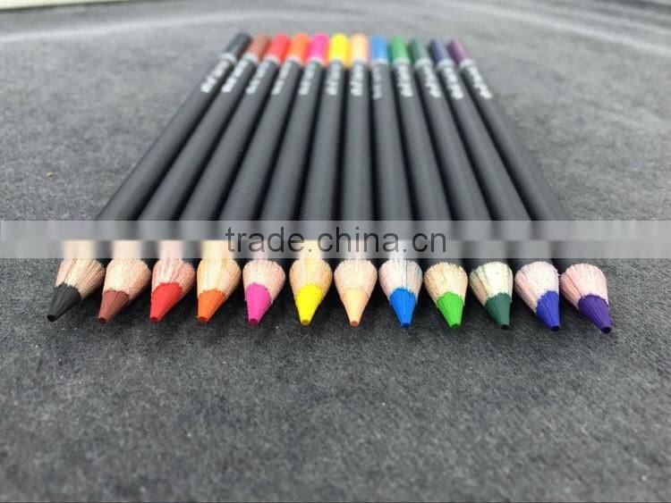 12c 7 inch High quality color dipped matt black round bar color pencil