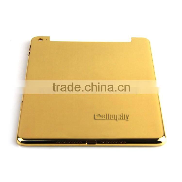 3 micron Luxury Dubai Gift Shiny 24kt gold plated back cover housing battery door for iPad mini 4 4G+wifi edition
