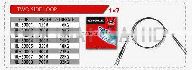 high quality 1x7 stainless steel lure trace looped wire leader