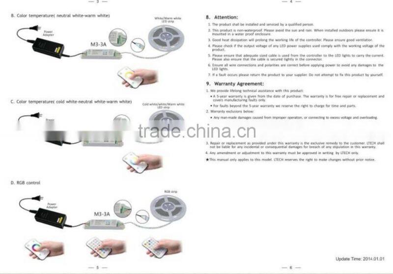 Hot sale Mini RGB led strip Controller M7 remote with M3-3A Receiving controller