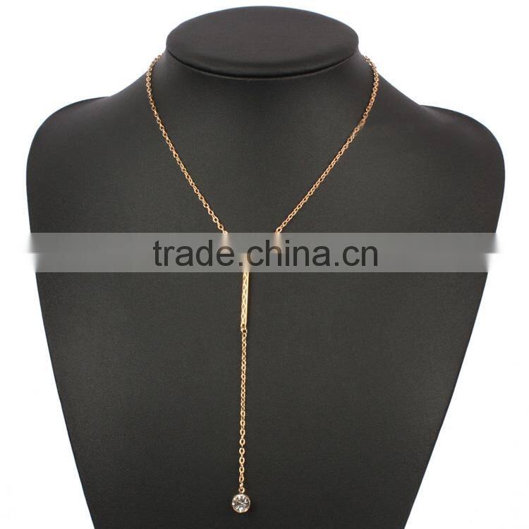 New arrival jewelry aesthetic simple gem metal crystal drop pendant necklace