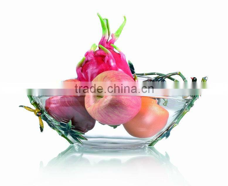 RORO Promotion bamboo enamel crystal glass fruit holder