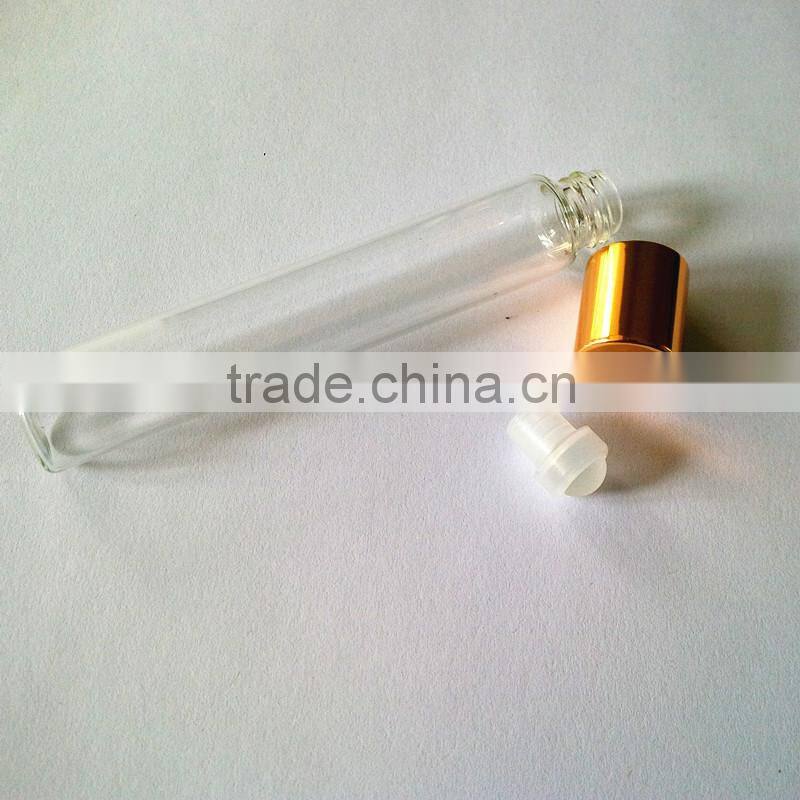 China glass packing factory offer 5ml,10ml,15ml tubular glass vial for perfum and essential oil bottle with roller ball