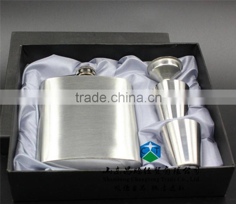 Can Print Customer LOGO Screen Printing Embossing Laser 7 oz Set Wine Funnel 201Stainless Steel Light Portable Hip Flask
