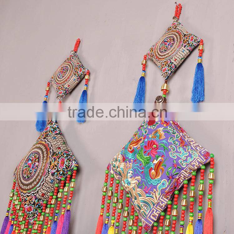 2016 new arrival special embroidery pendant Canvas decoration pendant with tassels