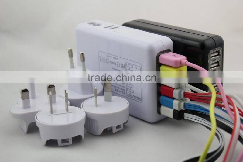 double 6 USB 4000MA UK EU US AU universal multi plug adapter