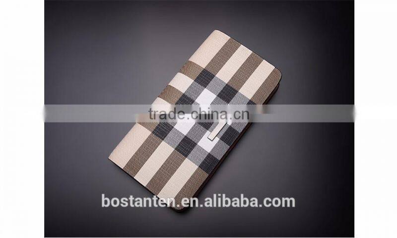 classic plaid leather wallets clutch hand bag for men fashion