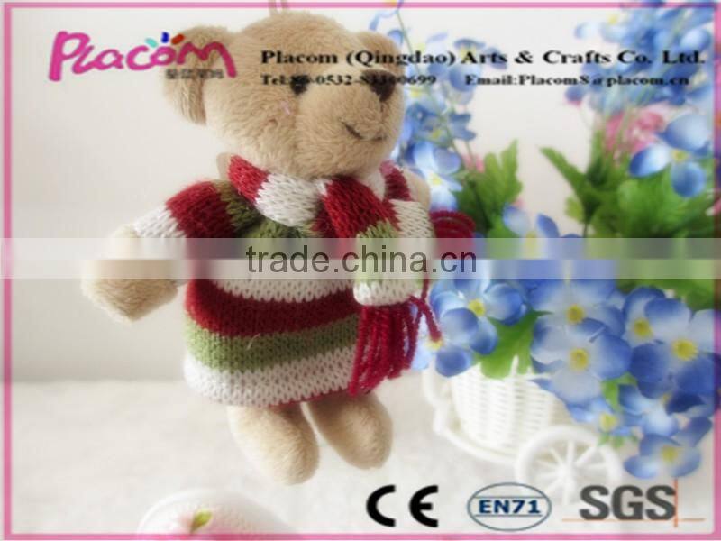 cheapest and hot selling plush keyring bear with sweater