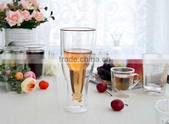 Beer bottle design of Double wall Champagne glass cup