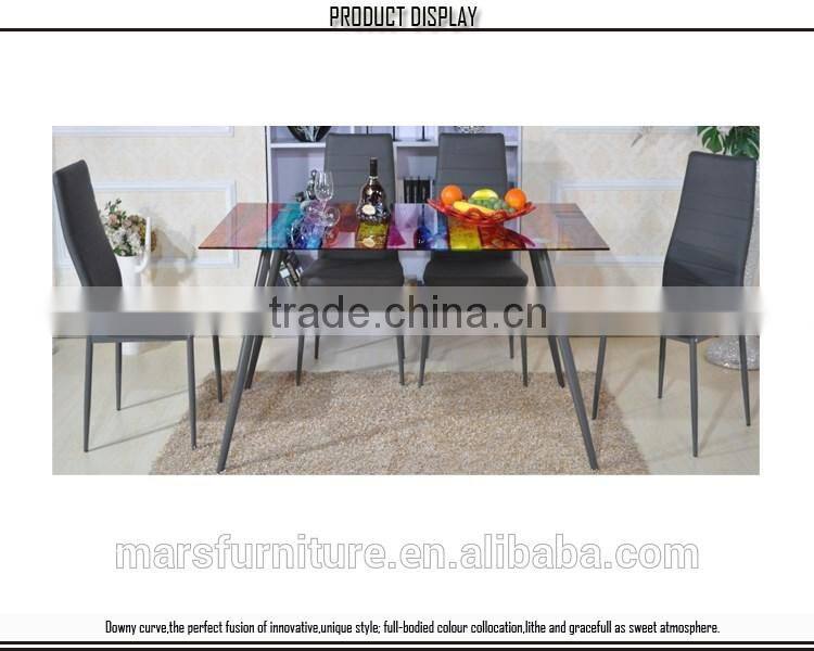 Cheap modern glass top hotel dining table