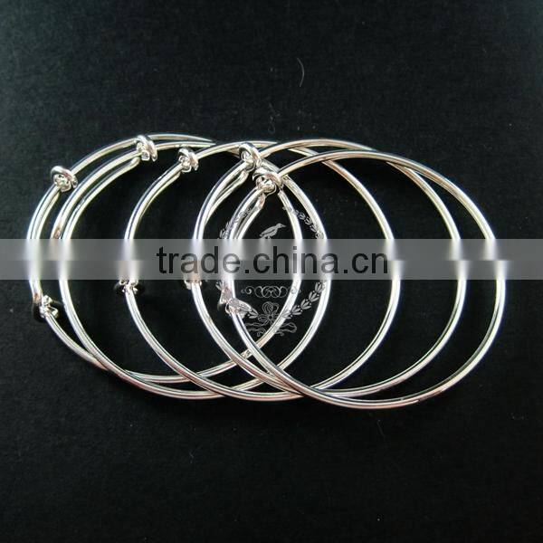50mm diameter silver plated brass simple wiring bracelet for beading 1900100