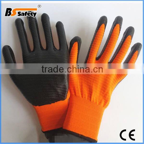 BSSAFETY softtextile nitrile coated glove for construction work knitted hand gloves