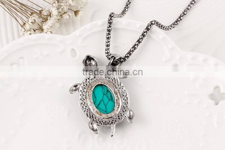 Animal bracelet necklace earring set alloy 4pcs turquoise tortoise jewelry sets