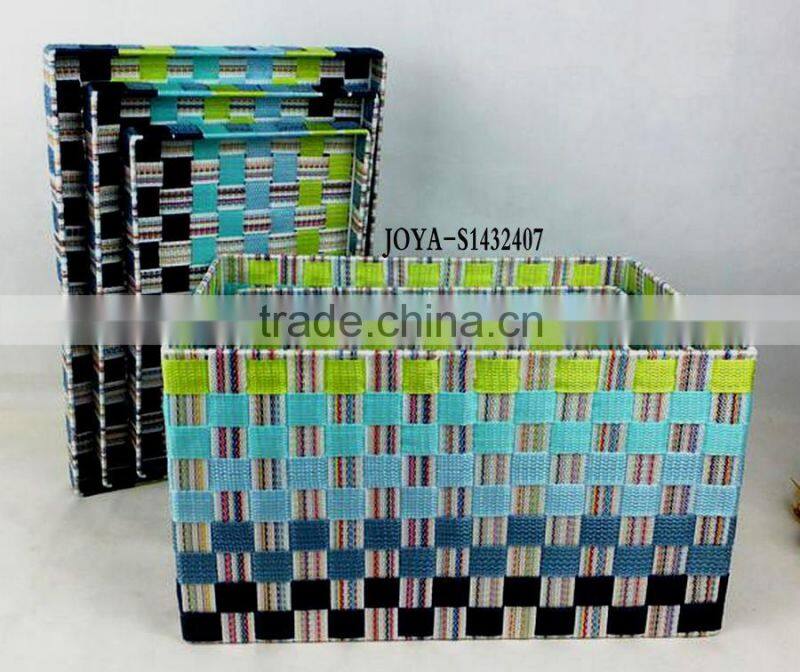 3pcs/set handmade colour nylon storage basket with lid