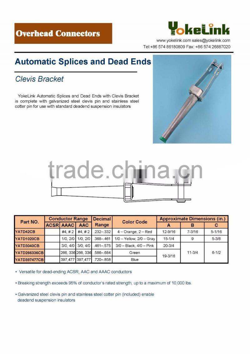 Aluminum Automatic Deadends Clevis Brackets