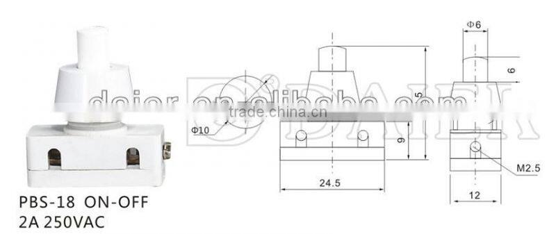 PBS-18 2A 10mm white push button switch