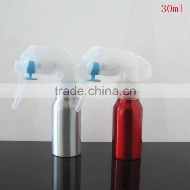2017 Wholesale 30m -500ml empty aluminum bottle with mouse trigger sprayer aluminum trigger spray bottle for cosmetic packaging
